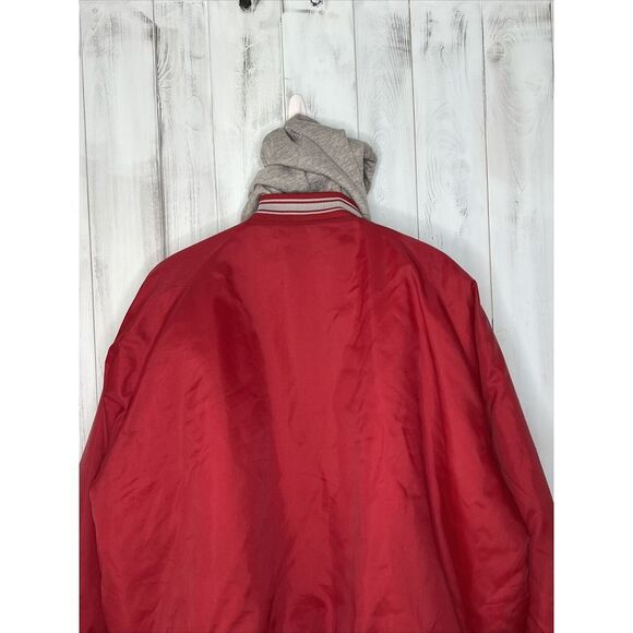 VTG DUNLOP RED QUILTED BOMBER JACKET GRAY FLEECE TRIM HOODED FULL ZIP XXL WARM - Picture 9 of 15